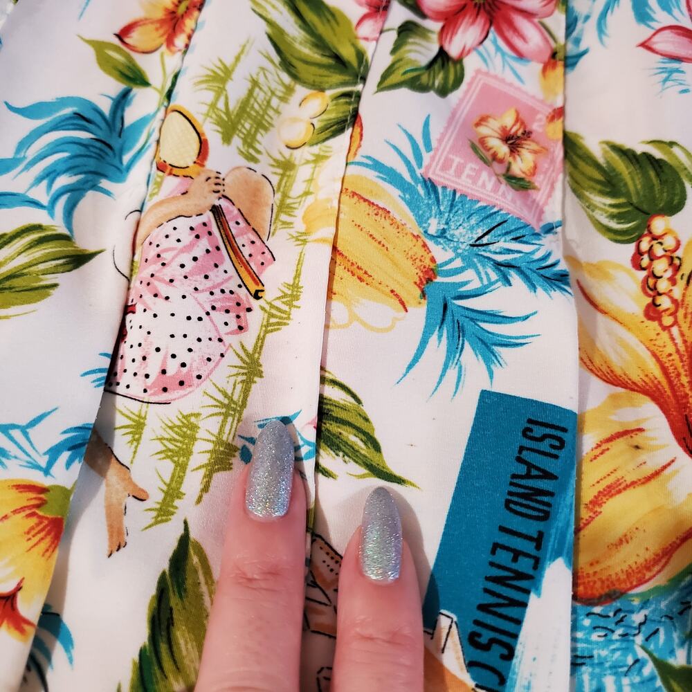 Vtg Tail Tropical Pop Art Hawaiian Pleated Tennis Skirt Size 12 USA Made Retro - Picture 7 of 12